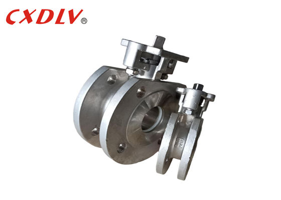 Válvula de esfera tipo wafer em aço inoxidável CF8, flangeada, corpo robusto de peça única, haste nua com prensa-estopa ajustável PN16