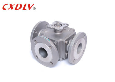 Válvula de esfera de 3 vias em aço inoxidável, tipo T e L, com flange superior ISO5211 e classificação de pressão PN16