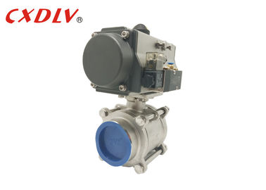3 partes da atuação dobro atuada pneumática da válvula de bola da linha de parafuso com válvula de solenoide