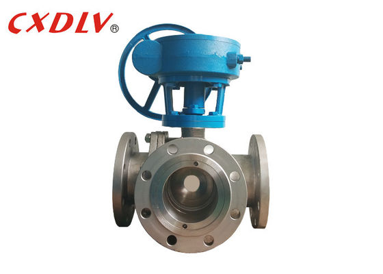 Válvula de bola da maneira dos SS 150LB 3 da operação da engrenagem do porto de PTFE Seat T
