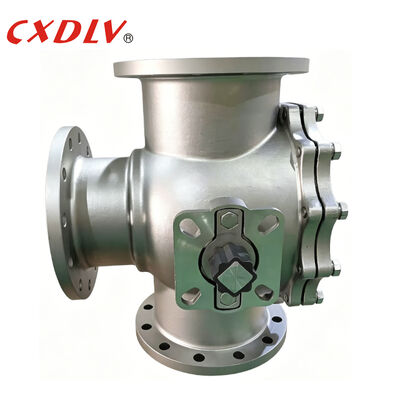4 Way Flanged Connection Ball Valve PN16 RF Corpo de aço inoxidável PTFE Assento com ISO5211 Pad de montagem