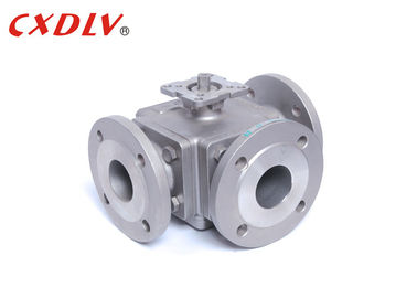 Válvula de esfera de 3 vias em aço inoxidável, tipo T e L, com flange superior ISO5211 e classificação de pressão PN16