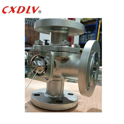 Valva de esferas de extremo de flange de porta completa de 3 vias, de borracha L PN16 com ISO5211 TOP