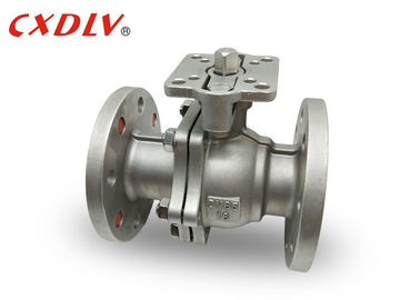 A válvula de bola de aço inoxidável de 2 maneiras fura completamente a conexão da flange de CF8M DN65 com a almofada ISO5211