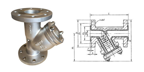 Filtro em Y DN200 em Aço Inoxidável com Flanges e Malha de 40Mesh PN16 RF